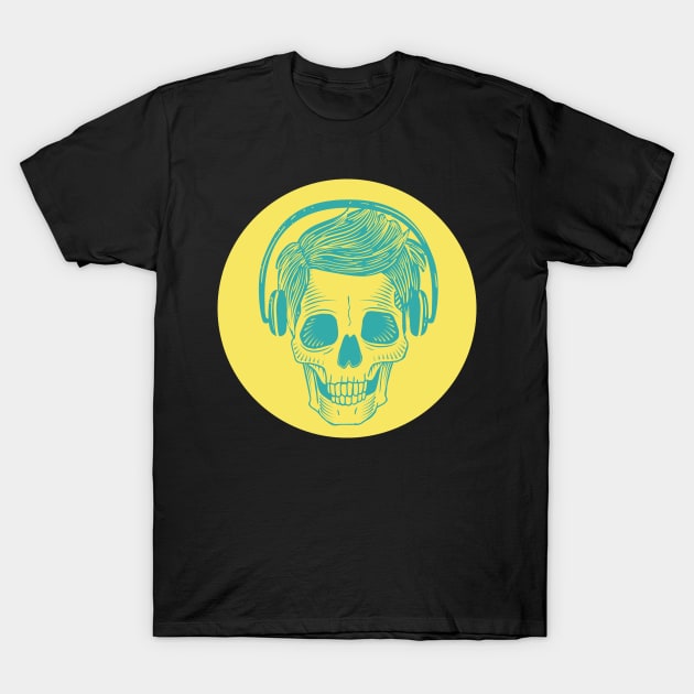 Skull with headphones T-Shirt by madeinchorley